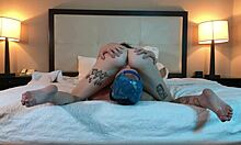 Tattooed petite girl enjoying oral pleasure