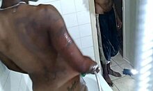 Amateur ebony MILF gets wet and wild in the shower